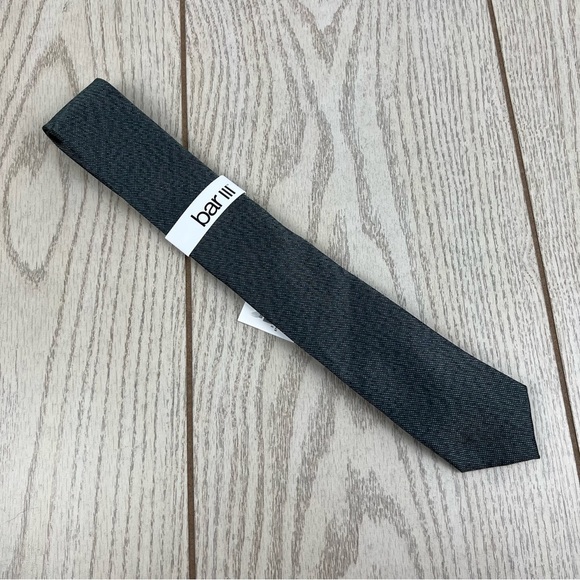 653 Bar III Men's Slim Tie 310 Hunter Cobble Solid $55 Silk Poly Blend - Picture 2 of 6